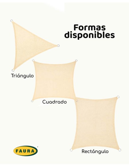 toldo vela 150gr (hdpe) rectangular beige 4x6m