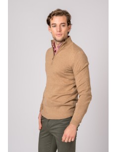 jersey c/cremallera british cotton camel talla m 2
