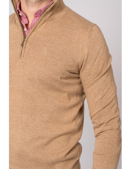 jersey c/cremallera british cotton camel talla m