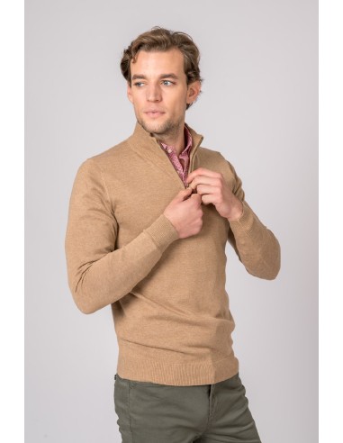 jersey c/cremallera british cotton camel talla l
