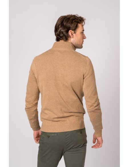 jersey c/cremallera british cotton camel talla l