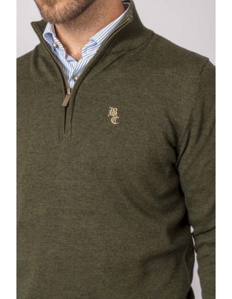 jersey c/cremallera british cotton verde talla m