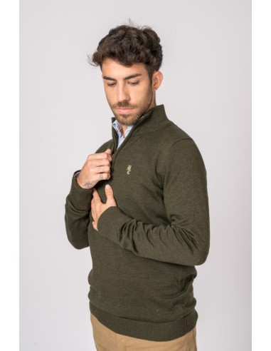 jersey c/cremallera british cotton verde talla m