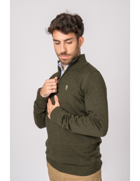 jersey c/cremallera british cotton verde talla xl