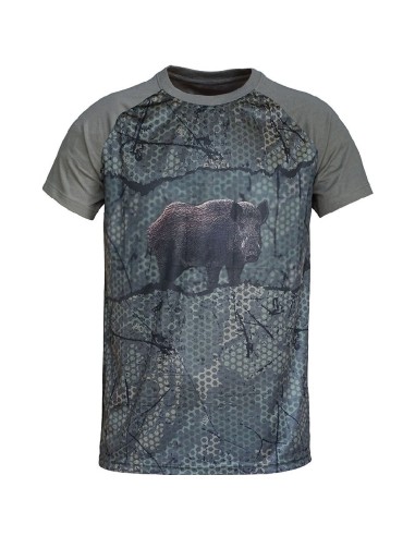 camiseta forest-print caqui 3d jabali talla xxl