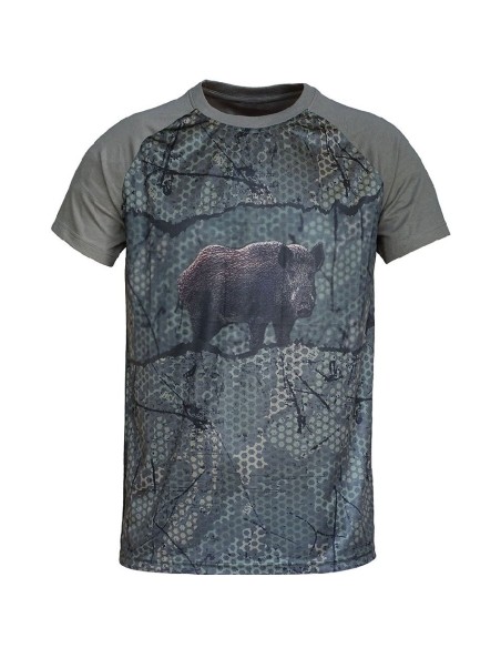 camiseta forest-print caqui 3d jabali talla xxl