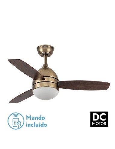 ventilador 30w dc maestral cuero 3 aspas roble/nog