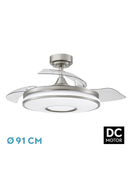 ventilador dc dani 59w 6980lm niquel 4 aspas 6 velocidades 91d
