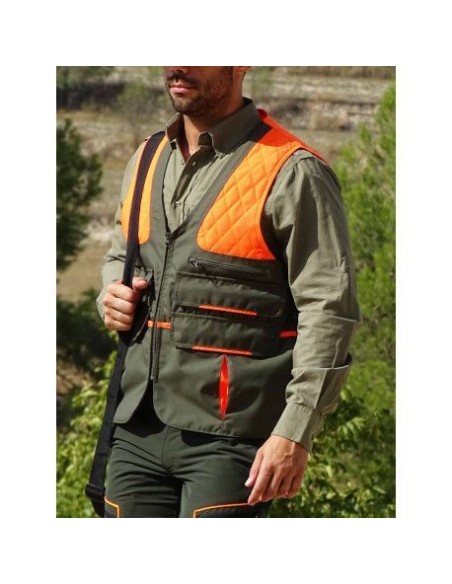 chaleco doble morral caqui/naranja iron talla xxl