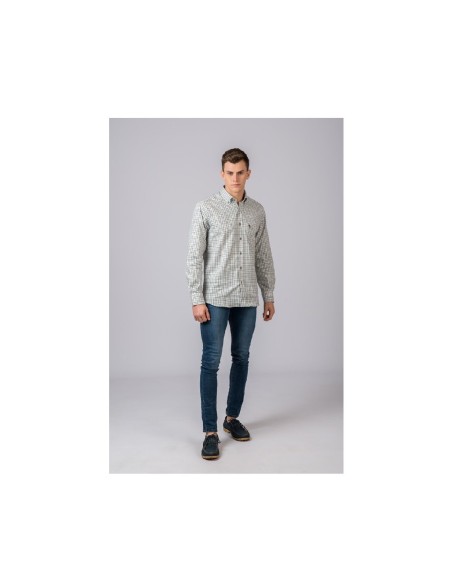 camisa cuadros marron y verde british cotton t.s