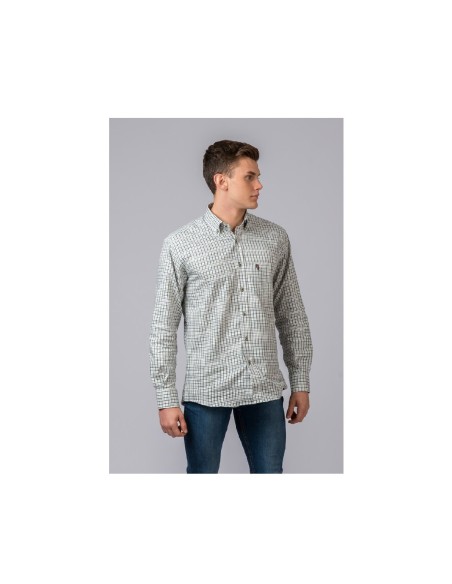 camisa cuadros marron y verde british cotton t.xxl