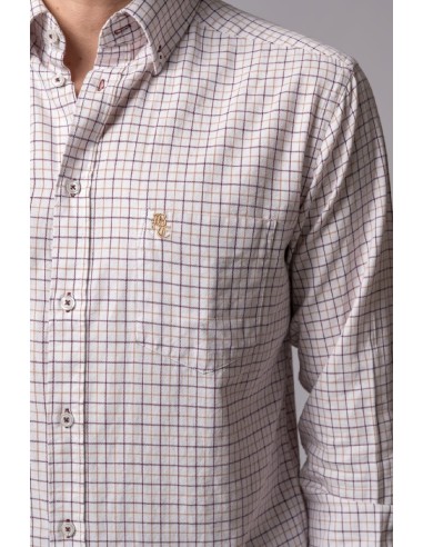 camisa cuadros camel/marron british cotton t.3xl