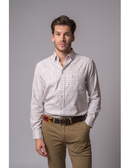 camisa cuadros camel/marron british cotton t.m