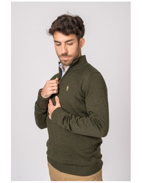 jersey c/cremallera british cotton verde talla 3xl