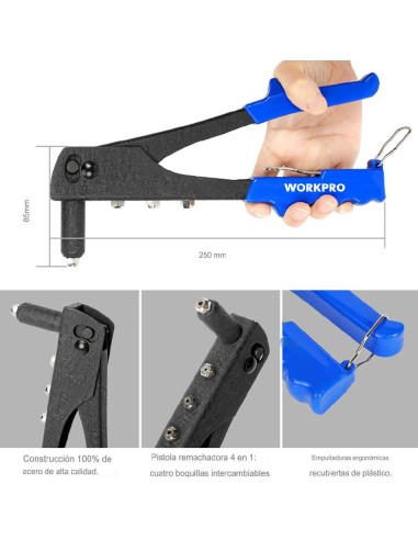 remachadora de mano de 250mm workpro