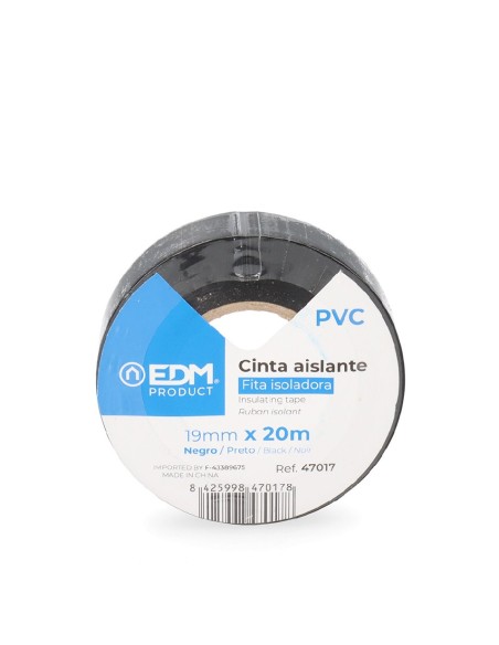 cinta aislante 20m x 19mm negra edm calidad supra