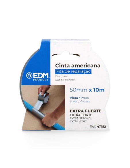 cinta multiuso americana 10m x 50mm plata edm