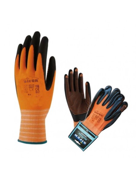 guante sifer nylon+ nitrilo puntos naranja talla 6