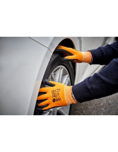 guante sifer nylon+ nitrilo puntos naranja talla 9