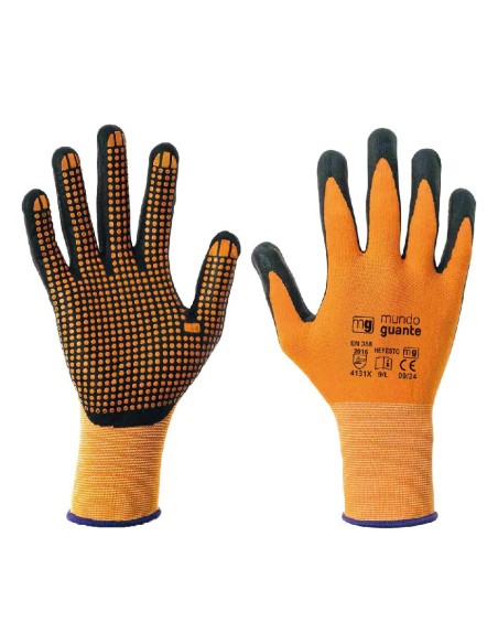 guante 3l nylon+ nitrilo puntos naranja talla 7