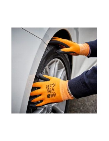 guante 3l nylon+ nitrilo puntos naranja talla 7