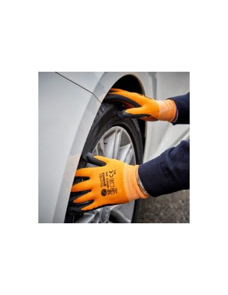 guante 3l nylon+ nitrilo puntos naranja talla 7