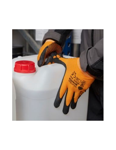 guante 3l nylon+ nitrilo puntos naranja talla 7