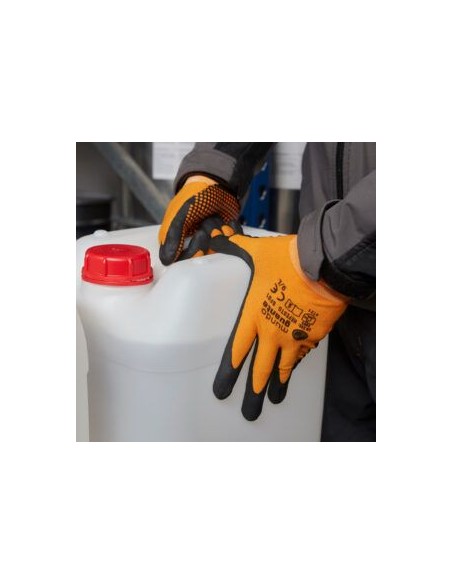guante 3l nylon+ nitrilo puntos naranja talla 7