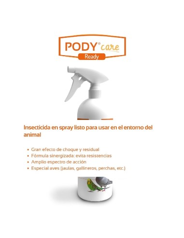 pody care ready insecticida aves spray 1l