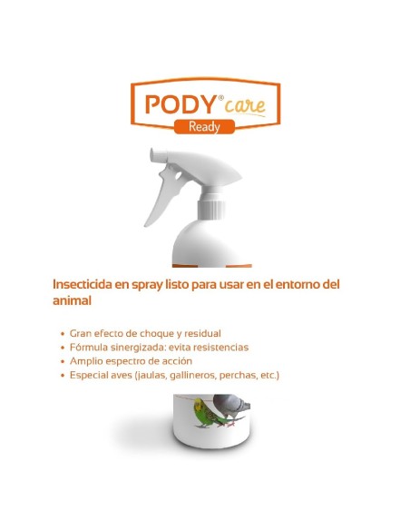 pody care ready insecticida aves spray 1l