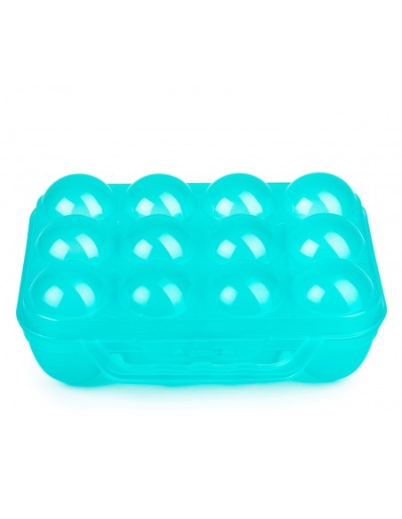 huevera plastico con asa turquesa translucida