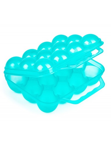 huevera plastico con asa turquesa translucida