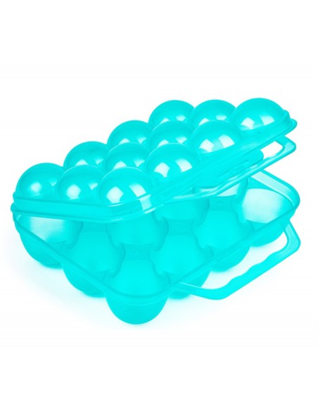 huevera plastico con asa turquesa translucida