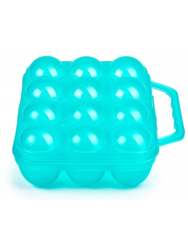 huevera plastico con asa turquesa translucida