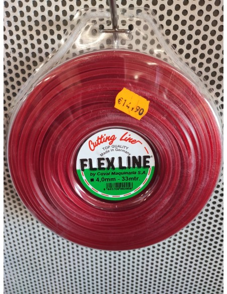 hilo nylon 33m 4mm cuadrado flex line rojo