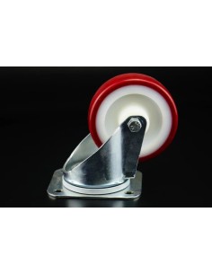rueda 2540-100x30 poliuretano rojo con pletina