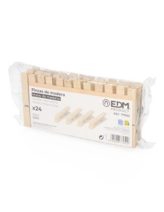pack 24 pinzas de madera 7cm edm 2