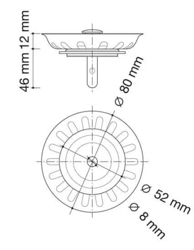 filtro cesto fregadera acero inox 80mm