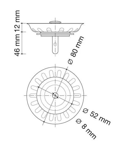 filtro cesto fregadera acero inox 80mm