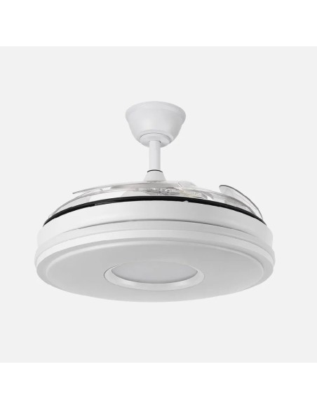 ventilador dani 59w 6980lm blanco 4 aspas 6 velocidades 107d