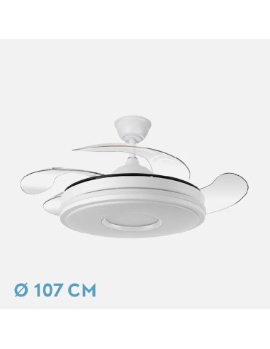 ventilador dani 59w 6980lm blanco 4 aspas 6 velocidades 107d
