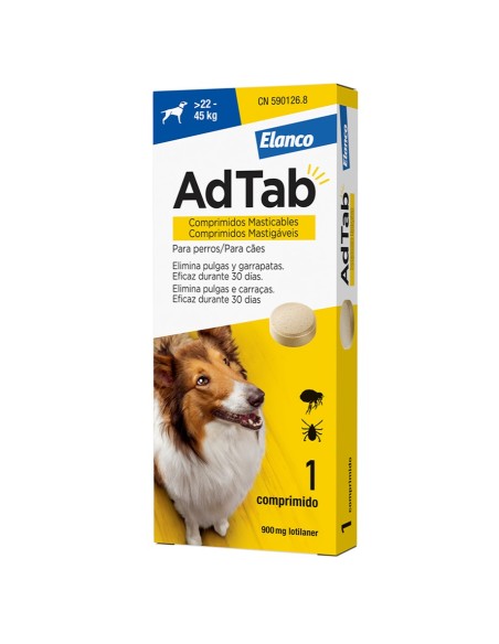 adtab 900mg 1comp masticable perro (22kg-45kg)