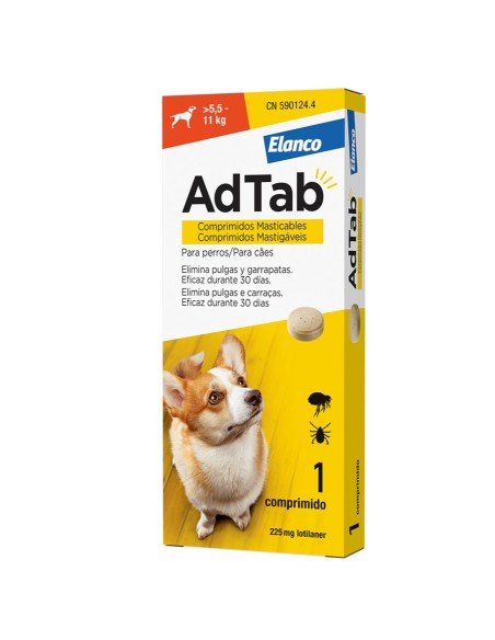adtab 225mg 1 comprimido masticable perros (5,5kg-11kg)