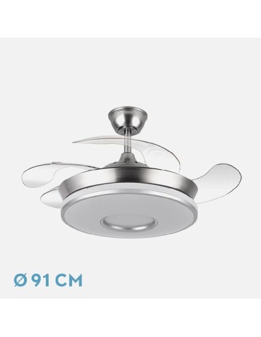 ventilador dc dani 59w 6980lm niquel 4 aspas 6 velocidades 91d