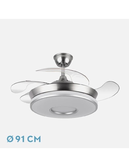 ventilador dc dani 59w 6980lm niquel 4 aspas 6 velocidades 91d