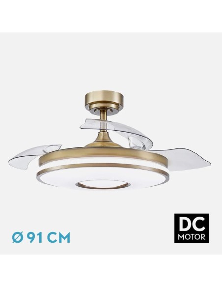 ventilador dc dani 59w 6980lm cuero 4 aspas 6 velocidades 91d