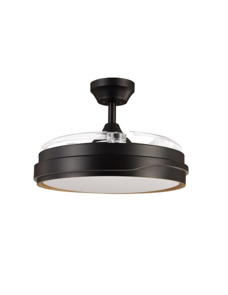 ventilador dc tempano negro/madera 72w 3 aspas 107d