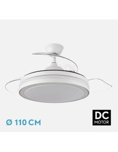 ventilador dc esparta 72w plus 6120lm blanco 3 aspas 107d 3 aspas desp. 107d 3 colores c/remoto+ temporizador+ memoria