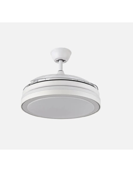 ventilador dc esparta 72w plus 6120lm blanco 3 aspas 107d 3 aspas desp. 107d 3 colores c/remoto+ temporizador+ memoria