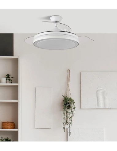 ventilador dc esparta 72w plus 6120lm blanco 3 aspas 107d 3 aspas desp. 107d 3 colores c/remoto+ temporizador+ memoria